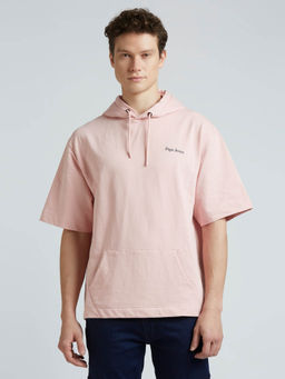Pepe Jeans - Pink Short Sleeve Oversized Hooded Sweatshirt