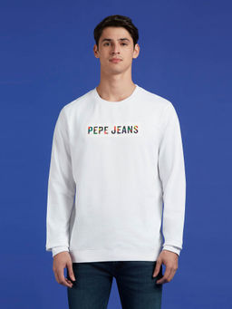 Pepe Jeans - White Crew Neck Full Sleeve Sweatshirt