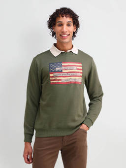 U.S. Polo Assn. Denim Co. - Men Olive Printed Sweatshirt