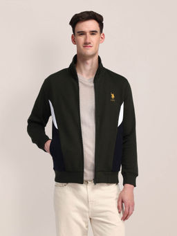 U.S. POLO ASSN. - Men Olive Colorblock Sweatshirt