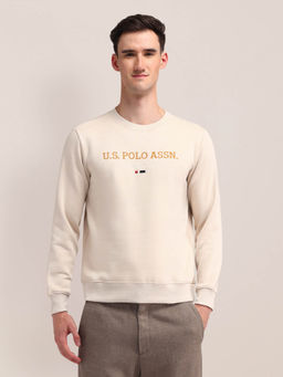 U.S. POLO ASSN. - Men Beige Embroidered Sweatshirt
