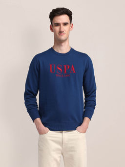 U.S. POLO ASSN. - Men Blue Embroidered Sweatshirt