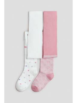 H&M - Girls Multi-Color 2-Pack Jacquard-Knit Tights