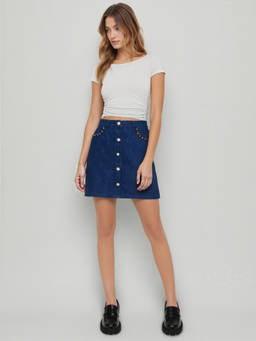 Cider - Pearl Chain Women's Low Rise Solid Mini Skirt Dark Blue