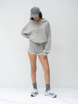 Cider - Cotton-Blend Women's Drawstring Hooded Hoodie Grey