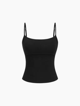 Cider - Cotton-Blend Women’s Square Neck Sleeveless Cami Top Black
