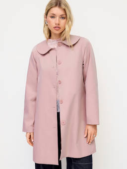 Cider - Peter Pan Collar Women Regular Fit Button Longline Coat Pink