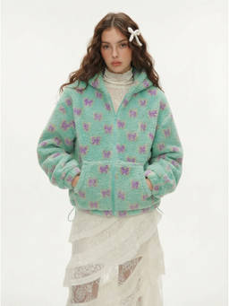 Cider - Fleece Women's Butterfly Graphic Hooded Zip Jacket Green