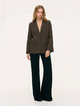 Cider - Notched Bell Sleeve Women's Oversized Blazer Coffee