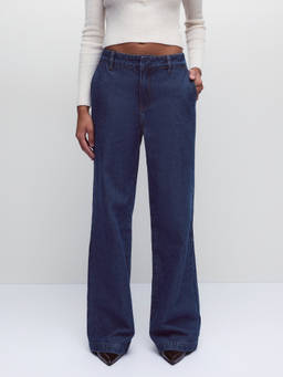 Cider - Washed Women's Low Waist Wide Leg Jeans Indigo