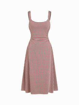 Cider - Women's Ruched A-Line Midi Dress Red