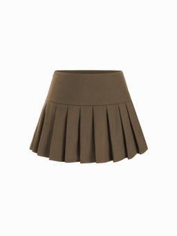 Cider - Pleated Women's Low Rise Mini Skirt Coffee