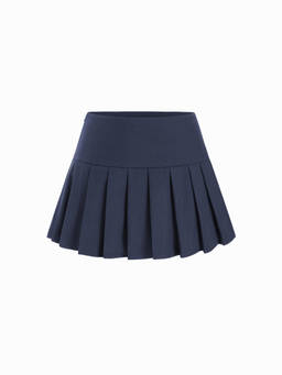 Cider - Pleated Women's Low Rise Mini Skirt Navy Blue