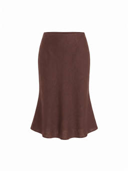 Cider - Linen-Blend Women’s Mid-Rise Mermaid Midi Skirt Brown