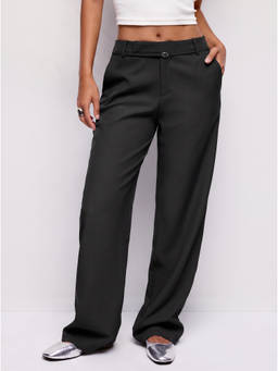 Cider - Women's Low Rise Straight Leg Belted Trousers Black
