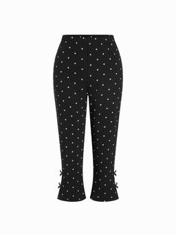 Cider - Bowknot Women's High-Waist Slim Fit Flared Capris Black