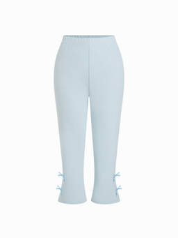 Cider - Bowknot Women's High-Waist Slim Fit Flared Capris Blue