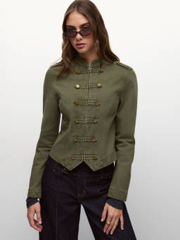 Cider - Lovers & Fighters Women's Military Button Detail Jacket Olive