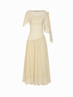 Cider - Bandeau Poncho Women's Lace-Up Maxi Dress Yellow