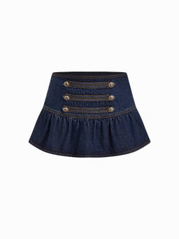 Cider - So Metal Women Low-Rise Pleated Mini Skirt Navy Blue