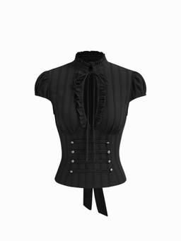 Cider - There Will Be Rumors Women Tie-Up Ruffled Corset Top Black