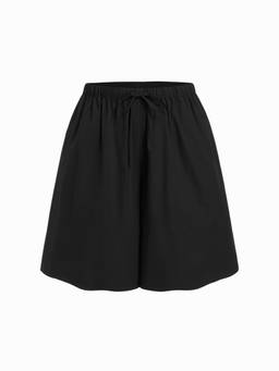 Cider - Cotton Women's Mid-Waist Drawstring Bermuda Shorts Black