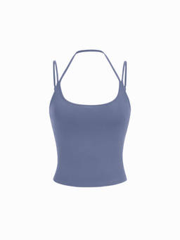 Cider - Cotton Blend Women’s Halter Neck Double Strap Cami Top Blue