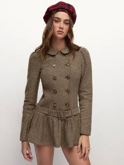 Cider - Thesis Women's Double-Breasted Belted Flared Dress Tan