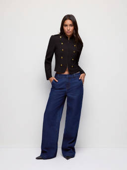 Cider - Military Women's Stand Collar Zip Jacket Black