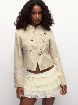 Cider - Fortress Women's Textured Military Jacket Beige