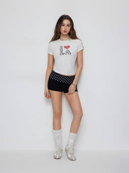 Cider - Cotton-Blend Women's I Heart LA Graphic Crew Neck T-Shirt White