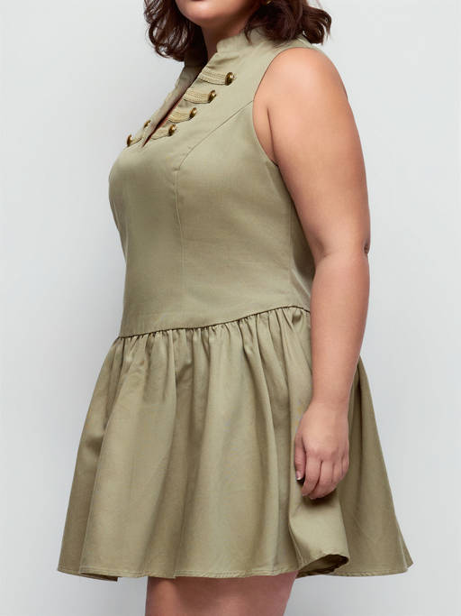 cider green corset dress Buy Metal Detail Women's V-Neck A-Line Mini Olive (0XL) Online birthdaydress