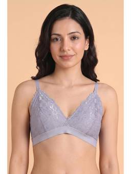 Zivame - Double Layered Non Wired Medium Coverage Lace Bra - Purple