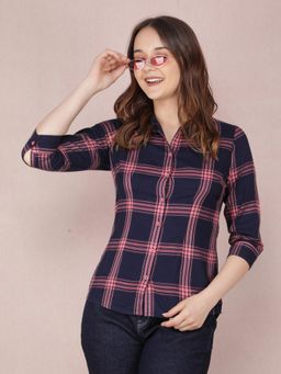 CRIMSOUNE CLUB - Womens Pink Checked Shirt