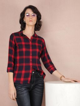 CRIMSOUNE CLUB - Womens Red Checked Shirt
