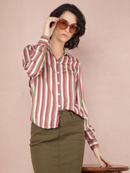 CRIMSOUNE CLUB - Womens Multi-Color Vertical Stripes Shirt