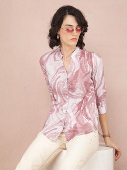 CRIMSOUNE CLUB - Womens Pink Abstract Print Shirt
