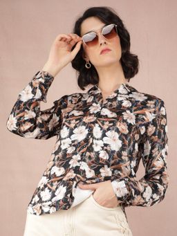 CRIMSOUNE CLUB - Womens Multi-Color Floral Print Shirt