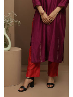 SMRITI GUPTA - Vermillion Chanderi Pants Red
