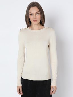 VERO MODA - Ecru Knit Pullover Sweater