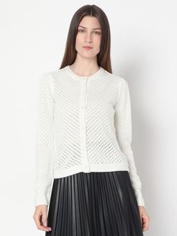 VERO MODA - White Pointelle Cardigan