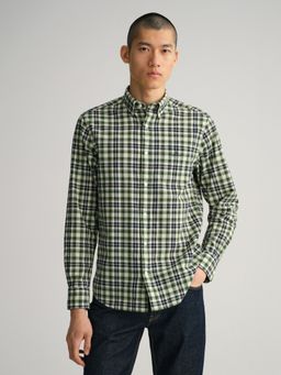 GANT - Men Green Checked Regular Fit Shirt