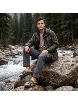 Chupps - Men Olive Kross Sliders