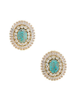 Anton Heunis - Women's Gold-Tone Crystal Halo Stud Earrings Turquoise