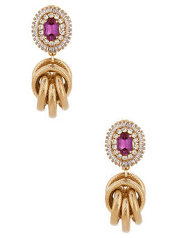 Anton Heunis - Women's Statement Crystal Knot Drop Earrings Fuchsia