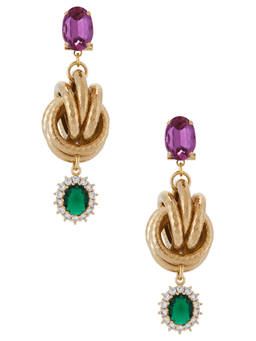 Anton Heunis - Knot Charm Women's Statement Drop Earrings Gold Multi-Color