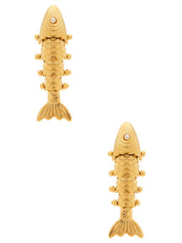 Brinker + Eliza - Women's Hypoallergenic Anchovy Fish Drop Earrings Gold