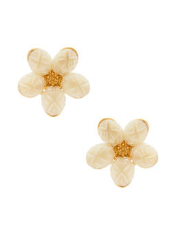 Brinker + Eliza - Big Island Women's 24K Gold-Plated Mother-of-Pearl Stud Earrings Ivory