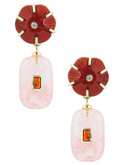 DANNIJO - Women's Gold-Tone Acetate Drop Earrings Red