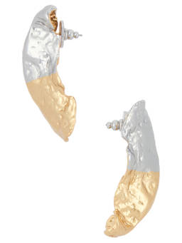 LELET NY - Hammered Women's Two-Tone Post-Back Stud Earrings Gold